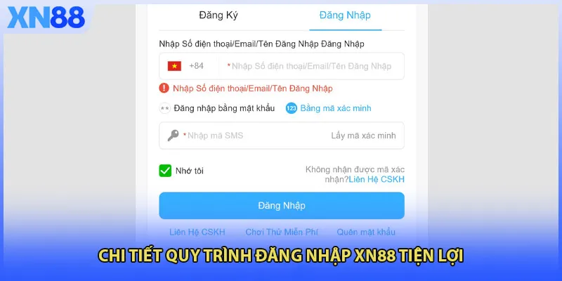 Chi tiết quy trình đăng nhập XN88 tiện lợi